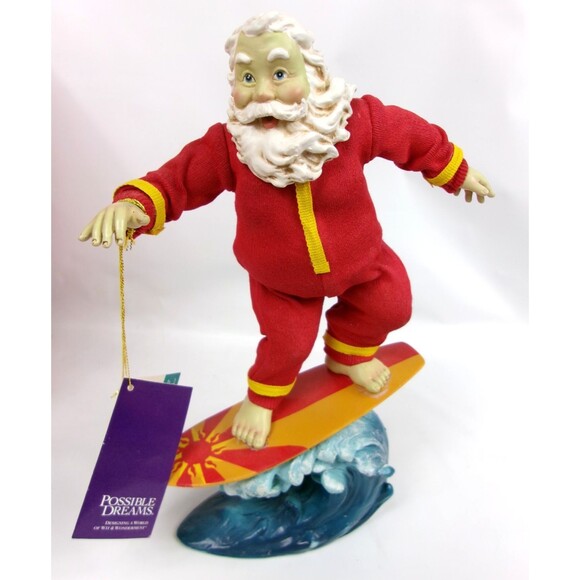 2001 Possible Dreams Clothtique Christmas Kahuna Santa Hawaii Surfer 713504 - Picture 1 of 8